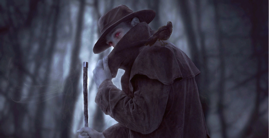 a mysterious male vampire stands in the woods with magic swirling around his walking stick, a picture for A Vampire's Deam: an urban fantasy short and excerpt from The Eversfield Academy Vampire Hunters series by Betsy Flak